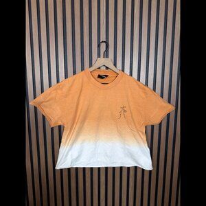 The Kooples T Shirt 3 / Large Womens Orange Ombre Short Sleeve Cut Off Kiss Crop